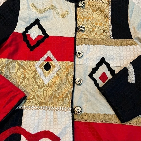 Vintage 90s Allure Jacket Art to Wear Abstract Patchwork Geo Print Medium - Picture 4 of 7